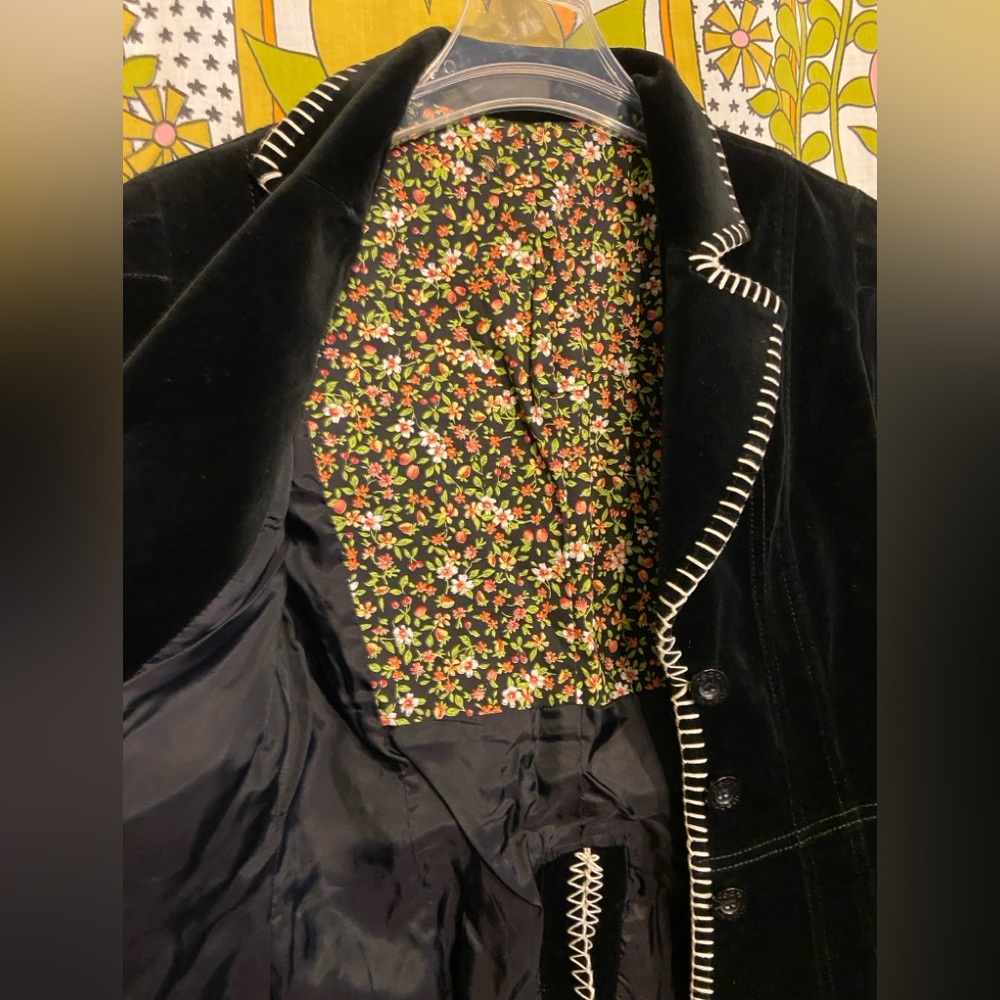bebe Black Velvet Embroidered Blazer - Picture 4 of 7